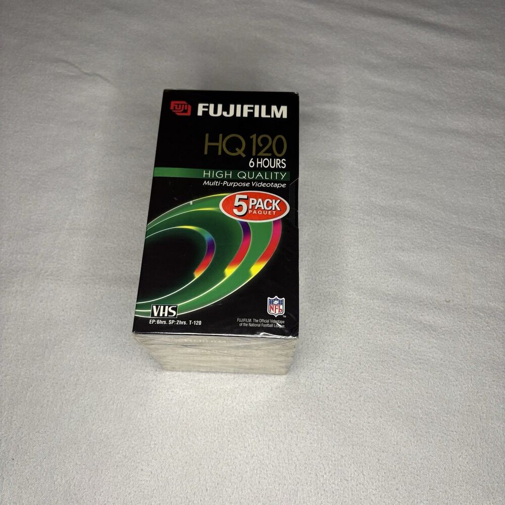 Fujifilm VHS‎ Tapes Unisex OS Black New 5 Pack HQ120 6 Hour High Quality Sealed